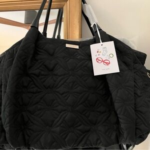 Kate Spade  Black Quilted Floral-Pattern Large Diaper Bag or Tote